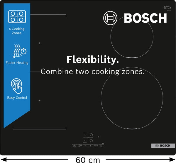 Bosch PWP611BB5B Series 4 Induction hob, 60 cm, surface mount without frame-1