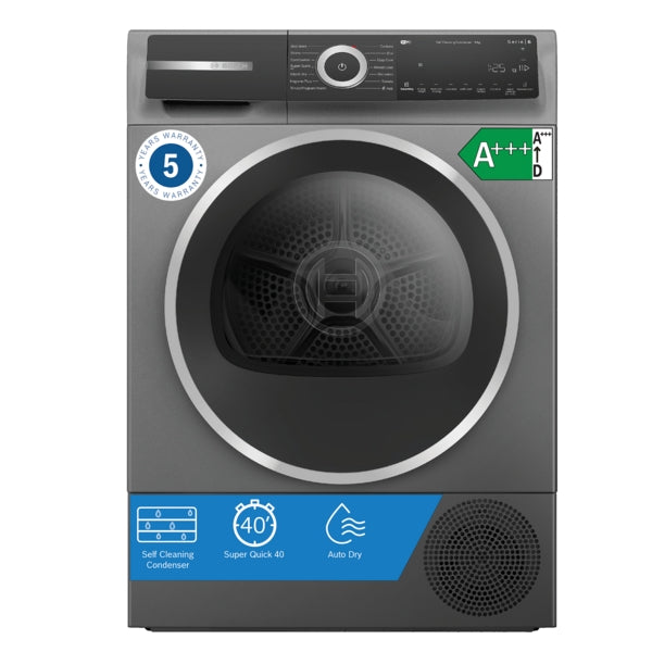 Bosch WQH246DRGB Series 6, Heat pump tumble dryer, 9 kg, Cast iron grey