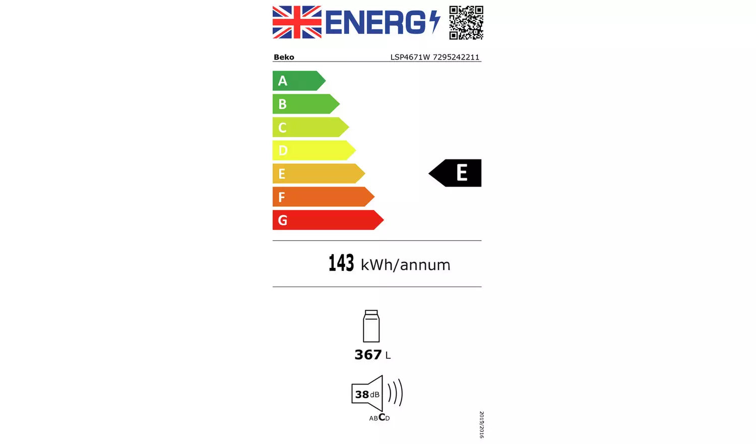 Beko LSP4671W Larder Fridge E Energy 171.4cm-5