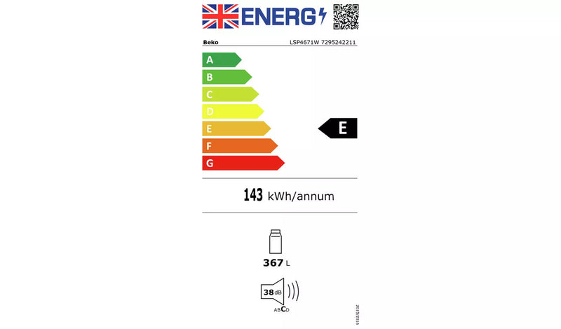 Beko LSP4671W Larder Fridge E Energy 171.4cm-5