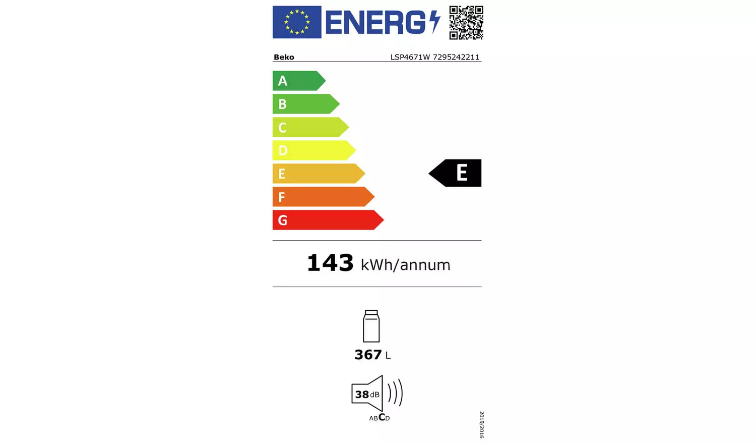 Beko LSP4671W Larder Fridge E Energy 171.4cm-4