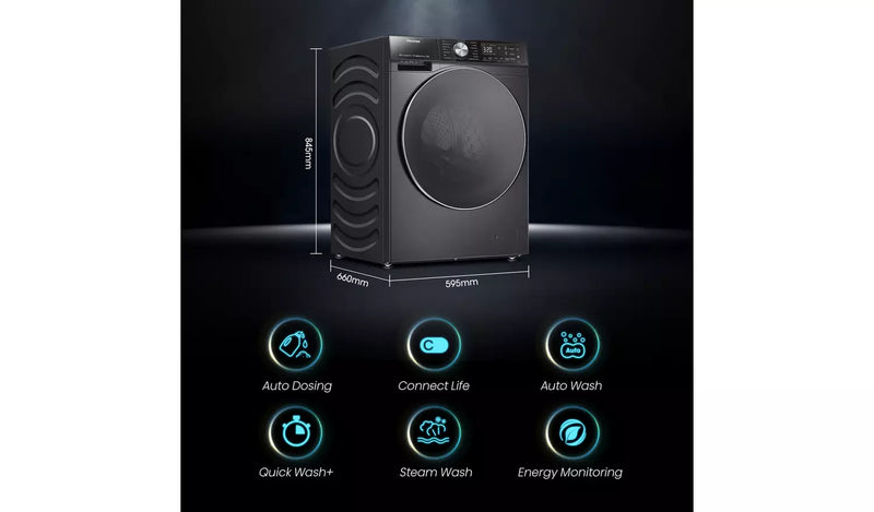 Hisense 12kg Freestanding Washing Machine 1400rpm LED Display Black-3