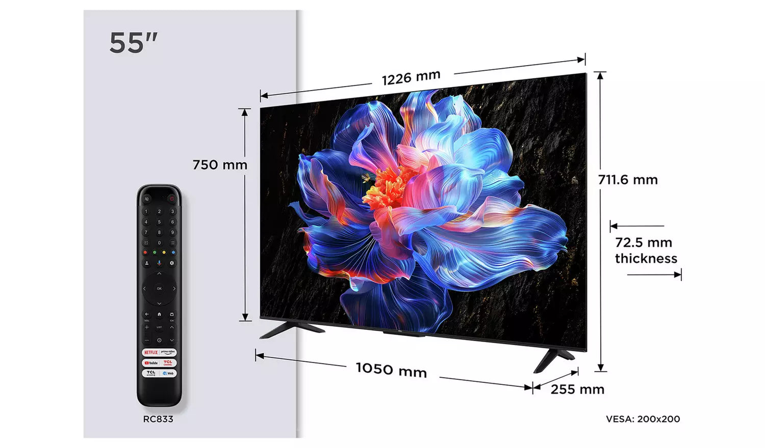 TCL 55V6C-UK 55" 4K Direct LED HDR Google TV