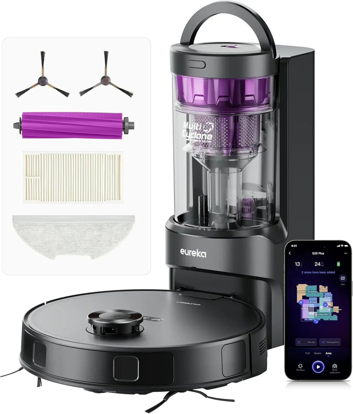Eureka E20 NERE20PLUSBK Robotic Vacuum Cleaner - Graphite/Purple