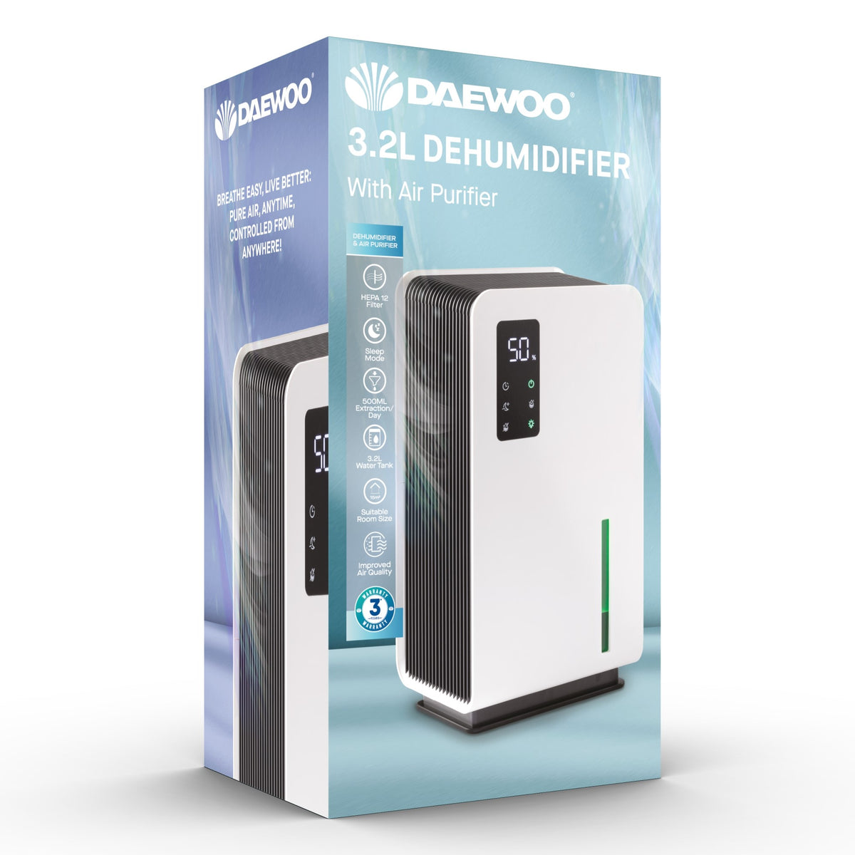 Daewoo 3.2L Dehumidifier with Air Purifier