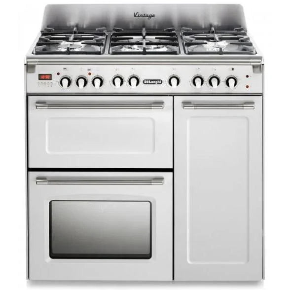 De'Longhi D3VR908DFWH 90cm Vintage Dual Fuel Range Cooker - White [EX-DISPLAY]