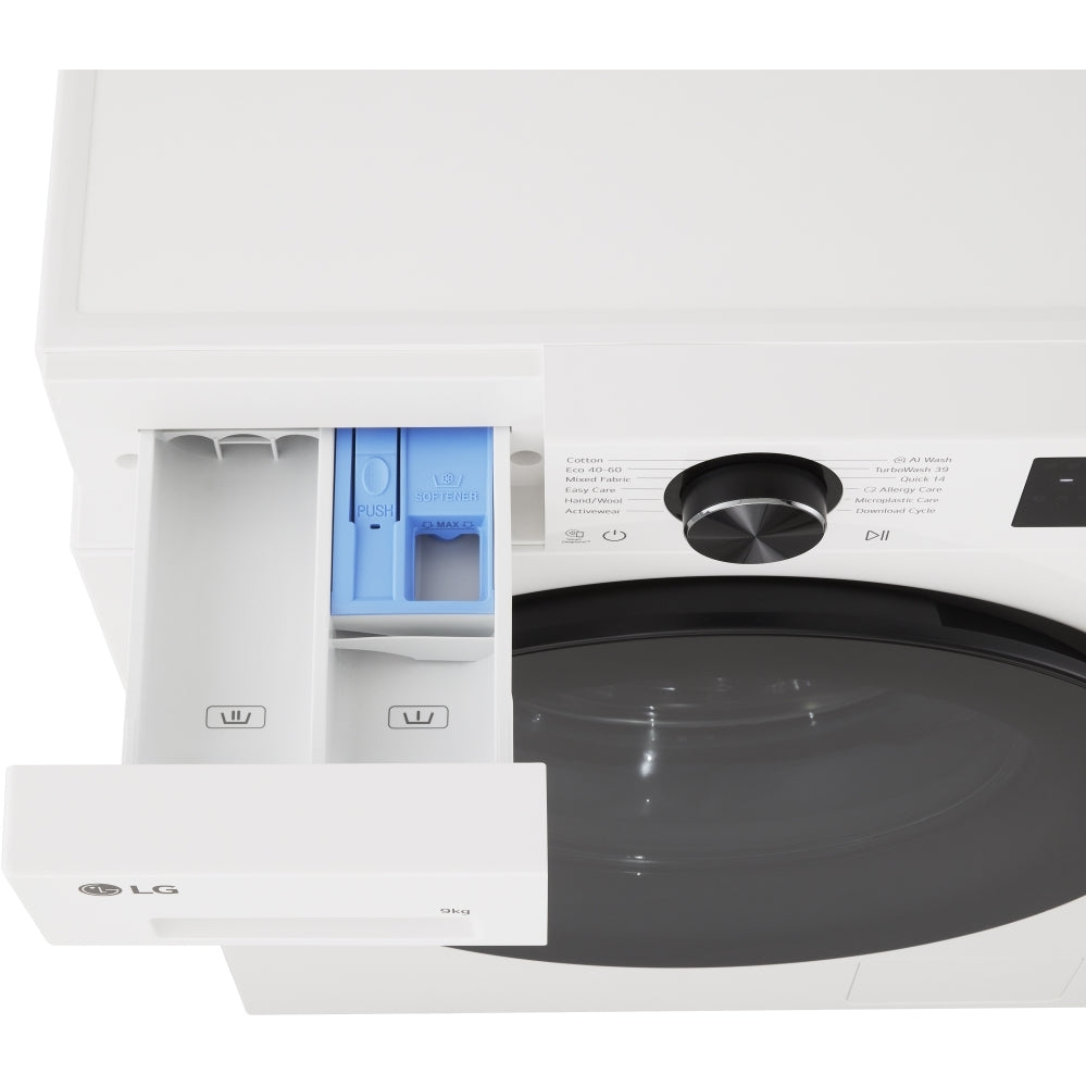 LG F2X50S9TWB Washing Machine, 9kg, 1200 Spin, White, A Rated-5