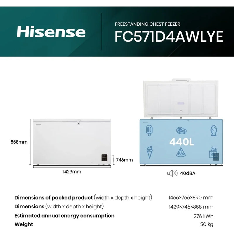 Hisense FC571D4AWLYE 440 litre chest freezer-4