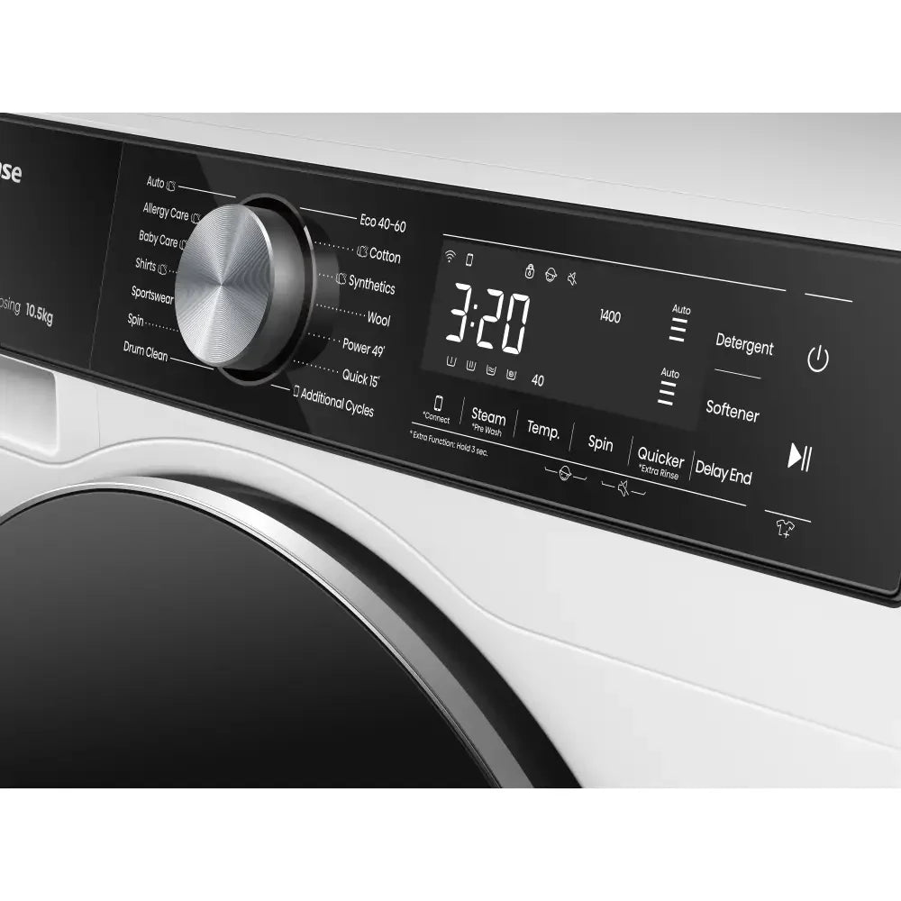 Hisense 10.5kg Freestanding Washing Machine 1400rpm LED Display White