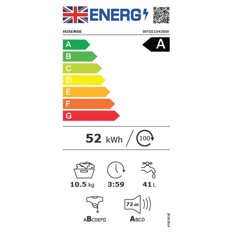 Hisense 10.5kg Freestanding Washing Machine 1400rpm LED Display White-7