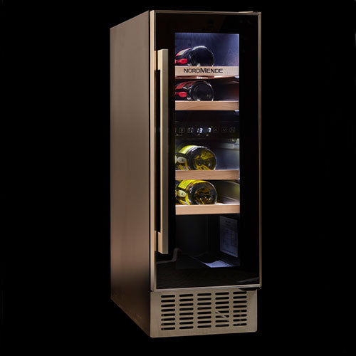 Nordmende 30cm Wine Cooler 17 Bottle Dual Zone Slim Inox Frame WC17IX-2
