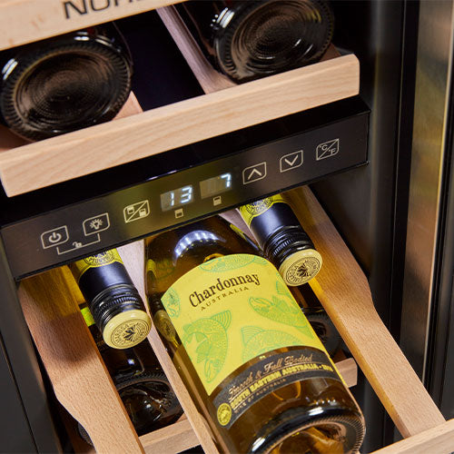 Nordmende 30cm Wine Cooler 17 Bottle Dual Zone Slim Inox Frame WC17IX-4