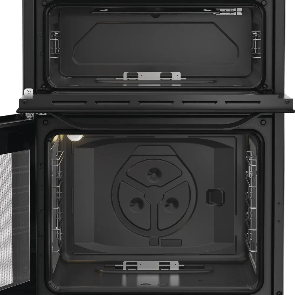 Hotpoint 60cm Freestanding Gas Double Cooker with Glass Lid-2