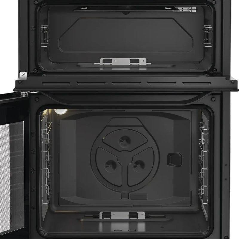 Hotpoint 60cm Freestanding Gas Double Cooker with Glass Lid-2