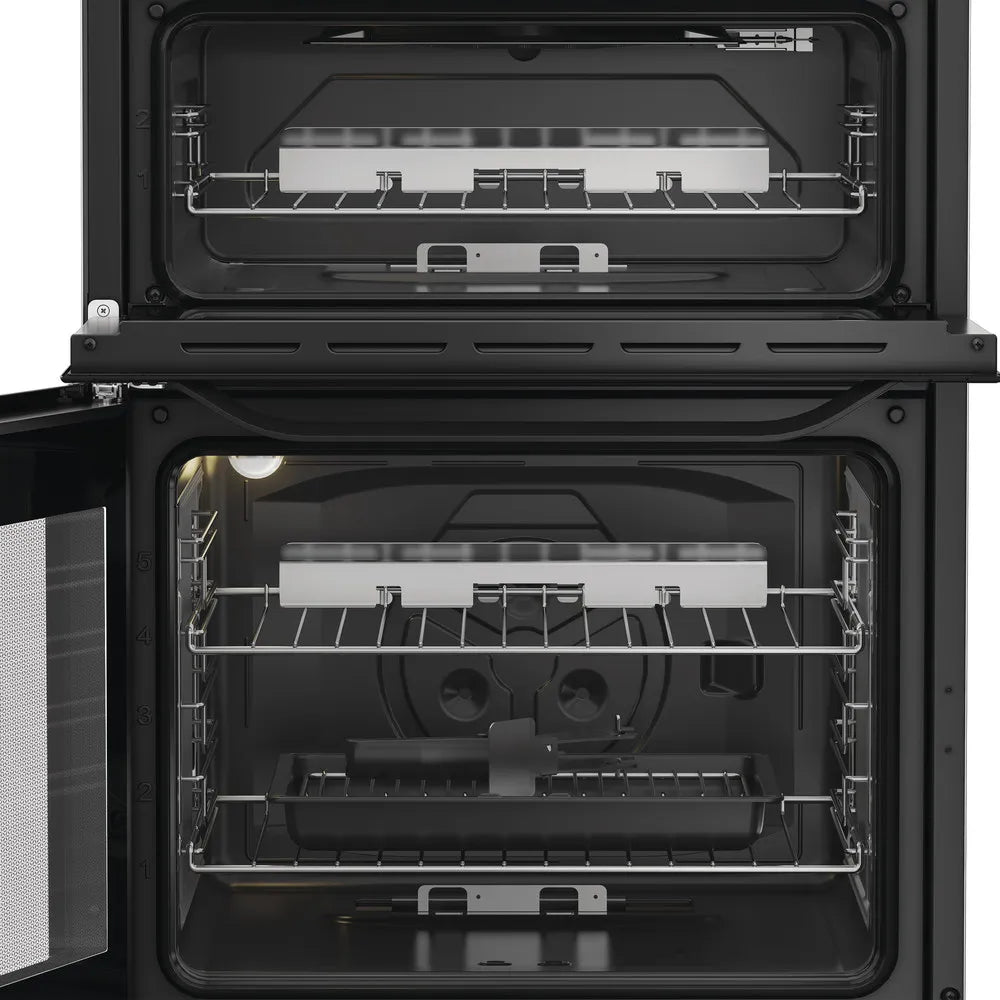 Hotpoint 60cm Freestanding Gas Double Cooker with Glass Lid-4