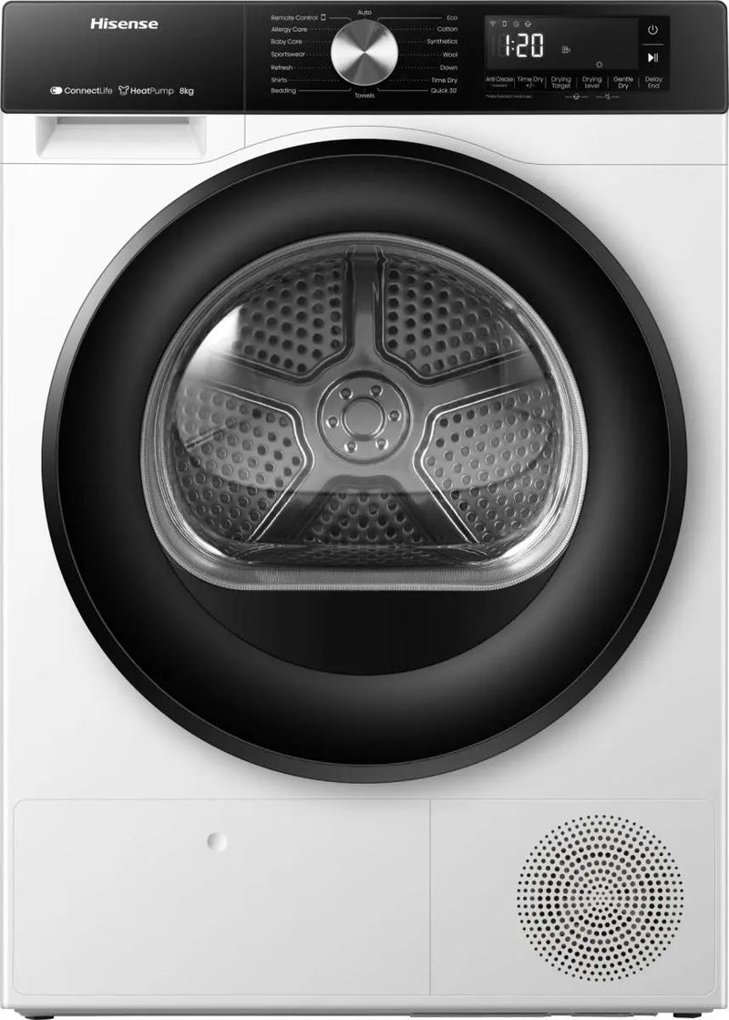 Hisense DH3S802BW3 3S Freestanding tumble dryer with heating pump, 8 kg-1