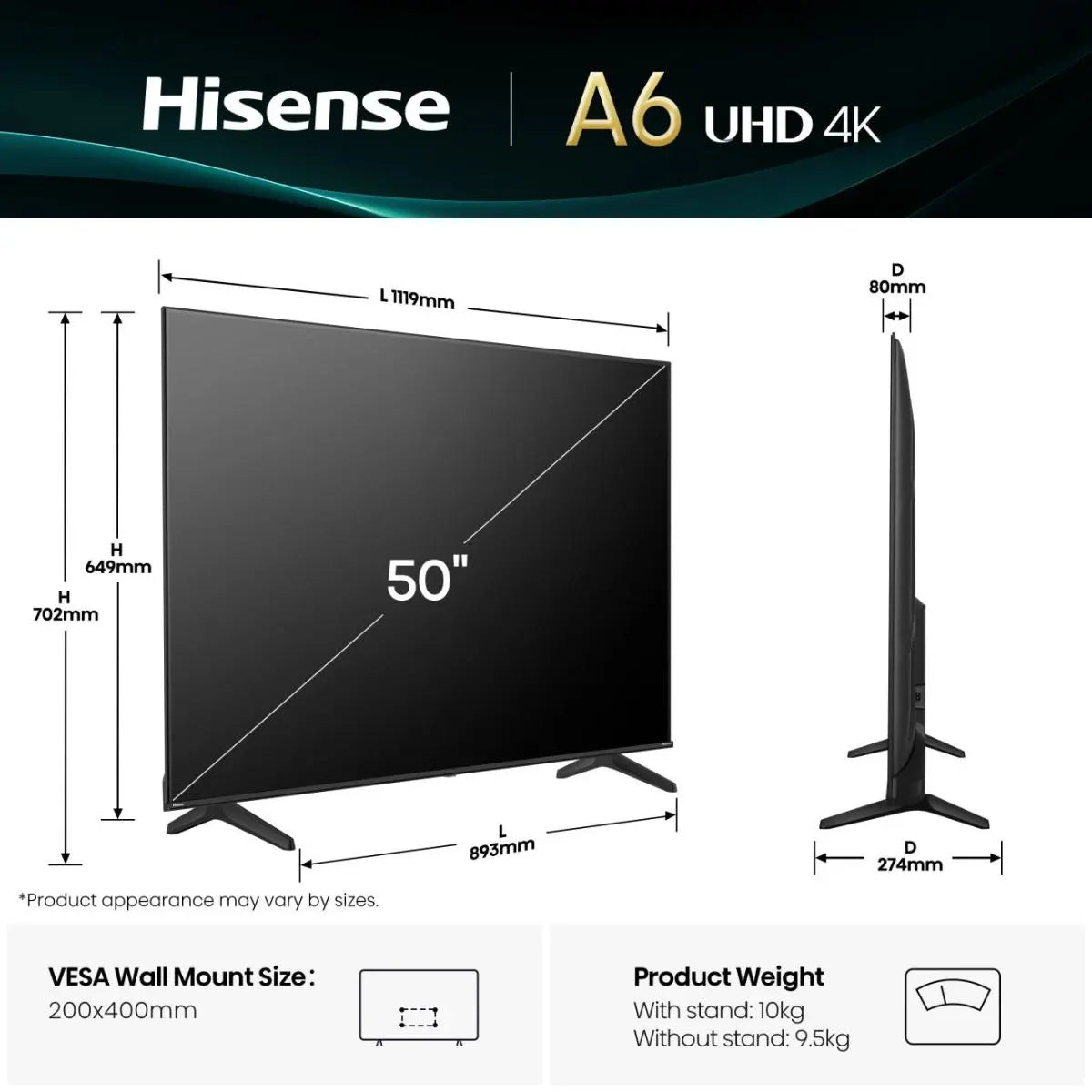A6Q 50" LED 4K HDR Smart TV with Freely-6