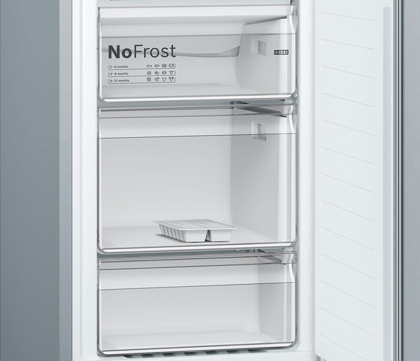 Series 2, Free-standing fridge-freezer with freezer at bottom, 186 x 60 cm, Stainless steel look-10