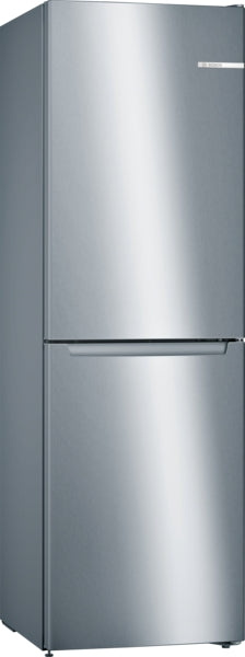 Series 2, Free-standing fridge-freezer with freezer at bottom, 186 x 60 cm, Stainless steel look