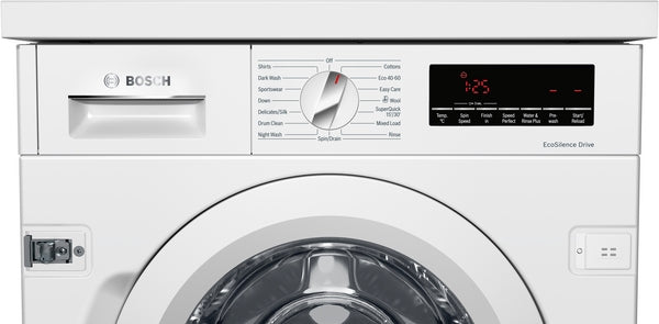 Bosch Series 8 WIW28502GB Built in Washing Machine, 8kg Load, 1400rpm Spin, White