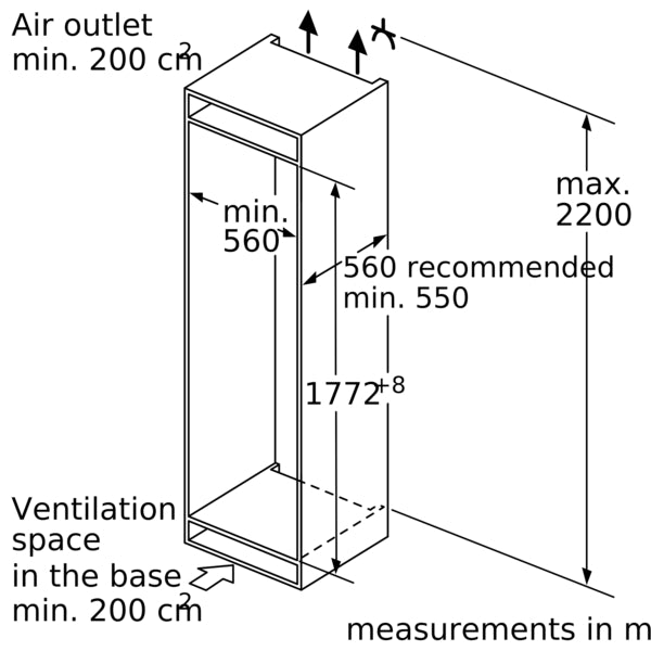 N 70, Built-in fridge, 177.2 x 55.8 cm, flat hinge-15
