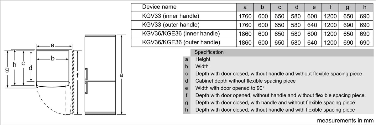 Bosch Low Frost - below 177cm Height Series 4 KGV336WEAG