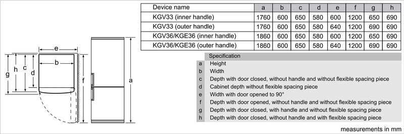 Bosch Low Frost - below 177cm Height Series 4 KGV336WEAG