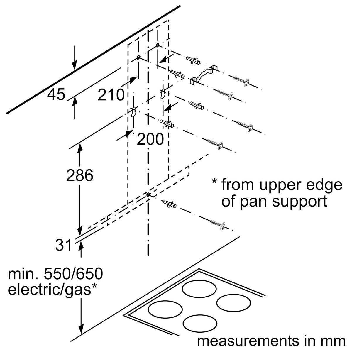 Bosch Straight Glass Chimney Hoods Series 2 DWG64BC50B
