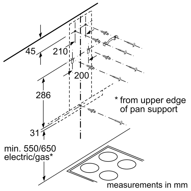 Bosch Straight Glass Chimney Hoods Series 2 DWG64BC50B