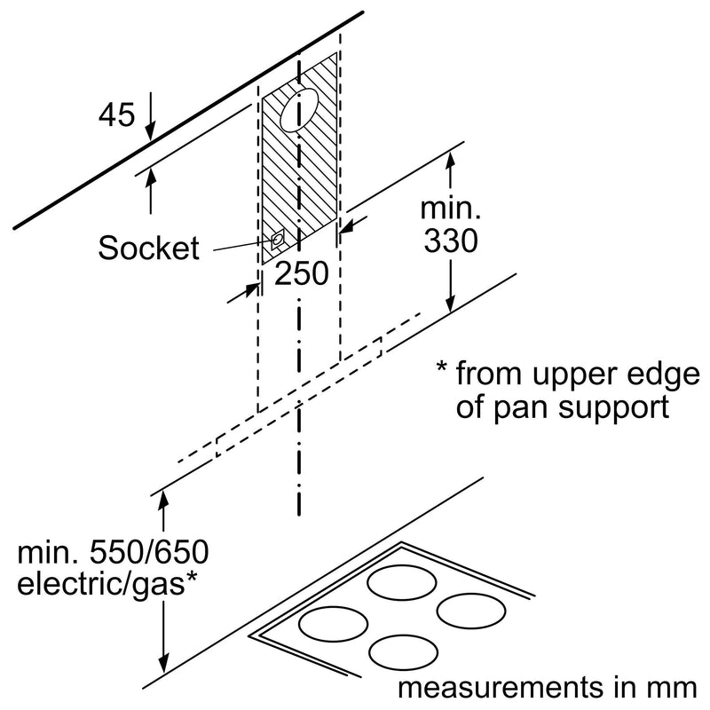 Bosch Straight Glass Chimney Hoods Series 2 DWG64BC50B