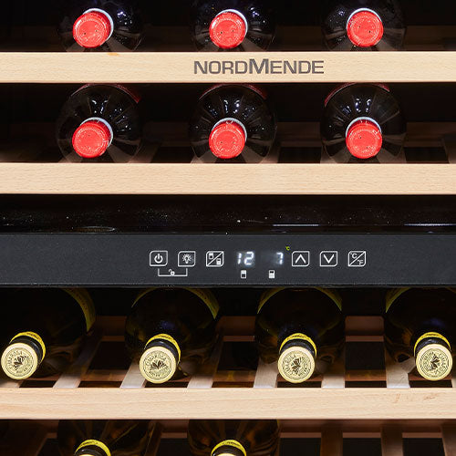 Nordmende 60cm Free Standing Built In Wine Cooler 46 Bottle Dual Zone Slim Inox Frame WC46IX-3