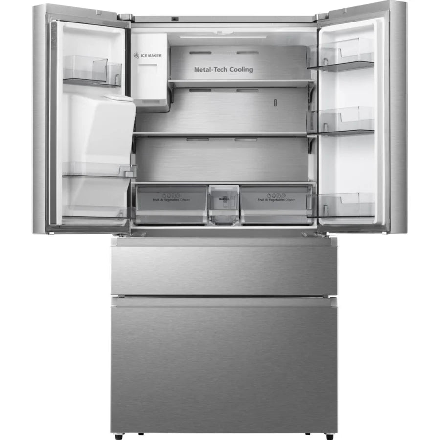 Hisense RF728N4SASE French Style Non-Plumbed Ice & Water Fridge Freezer - Stainless Steel-1