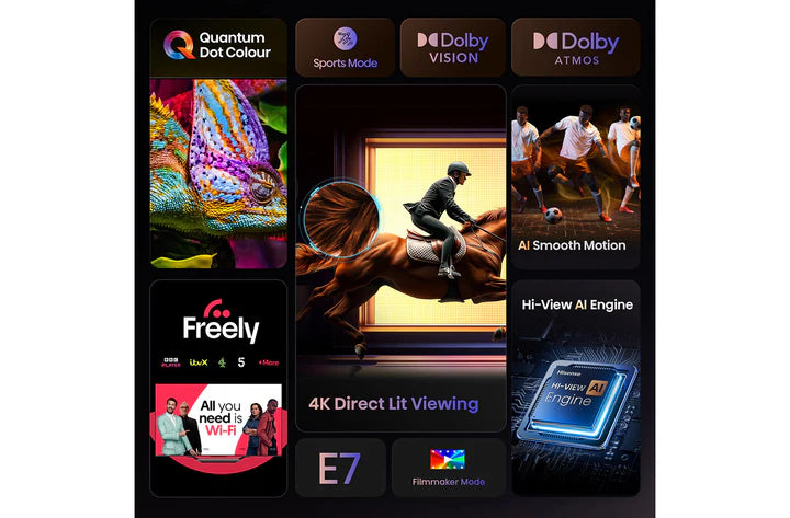 Hisense 43E7QTUK 43'' HDR UHD QLED Smart AI TV with Freely-3