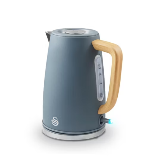 Swan Fjord 1.7L Jug Kettle Grey with Wooden Accents-1