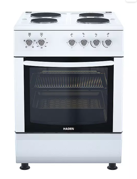 Haden HE61SW 60cm Solid Plate Single Cavity Electric Cooker - White