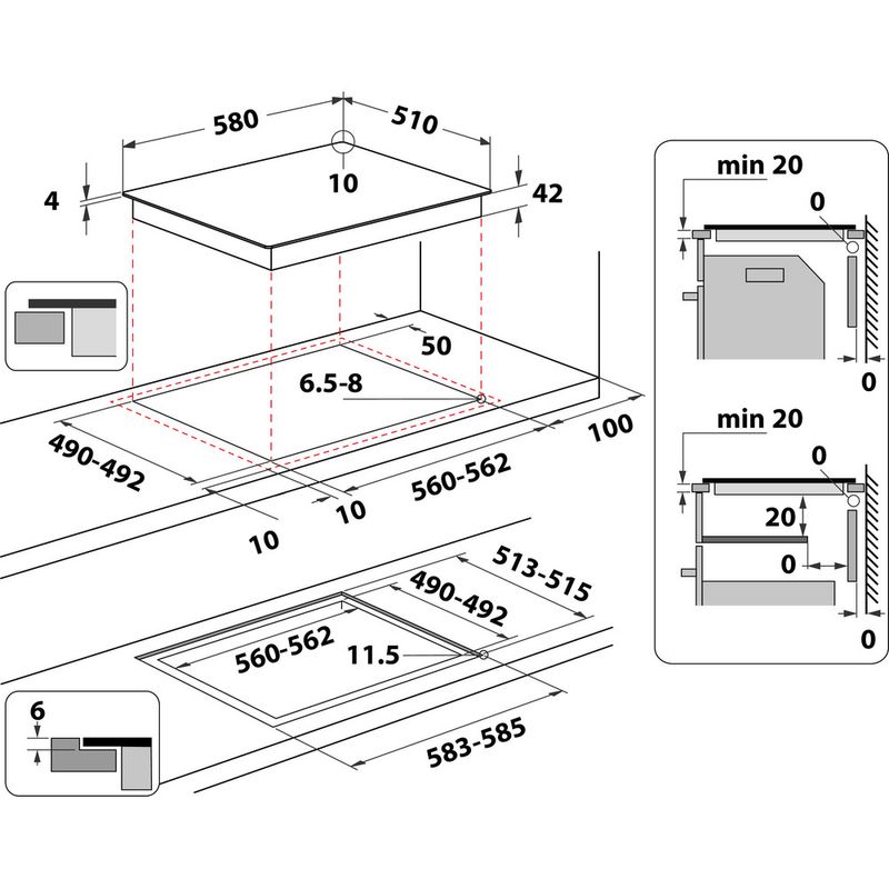 Hotpoint HR 612 C H dimensions drawing