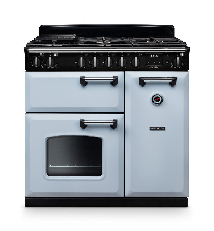 Rangemaster Classic Misty Blue Chrome