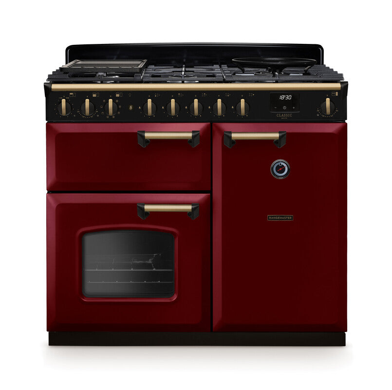 Rangemaster Classic Deluxe Bordeaux Antique Brass