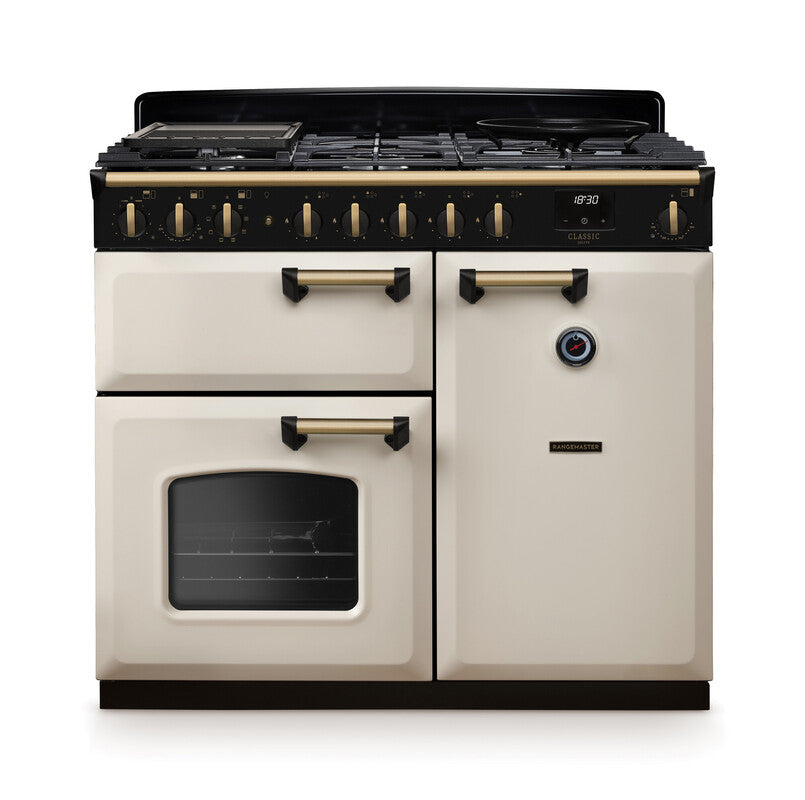 Rangemaster Classic Deluxe Pale Cream Antique Brass