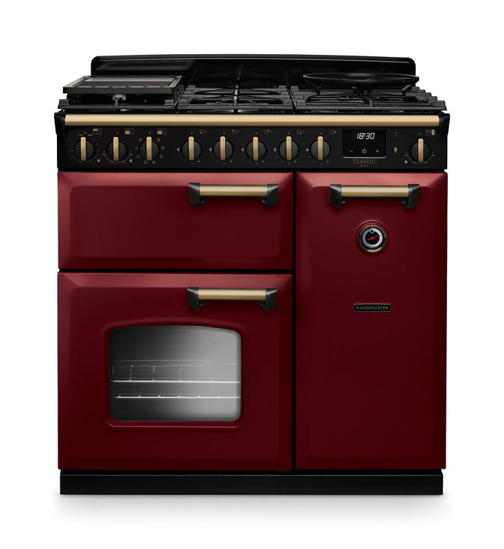 Rangemaster Classic Deluxe Bordeaux Antique Brass