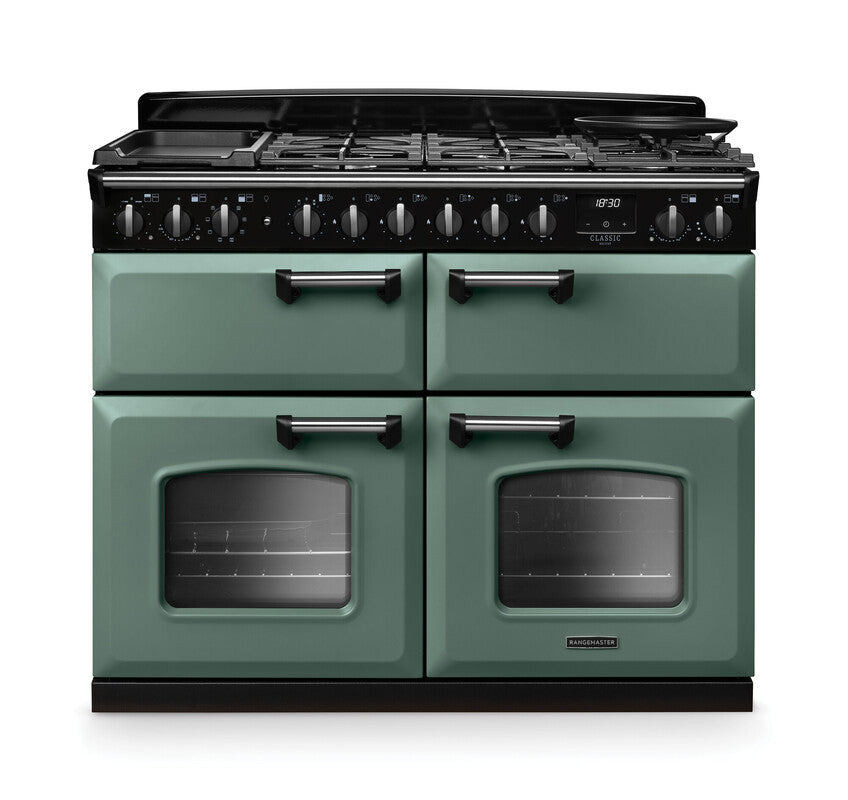 Rangemaster Classic Deluxe Mineral Green Chrome