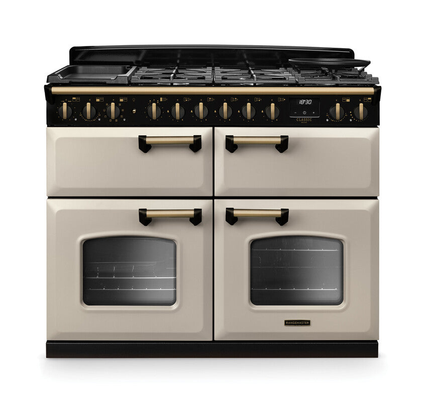 Rangemaster Classic Deluxe Pale Cream Antique Brass