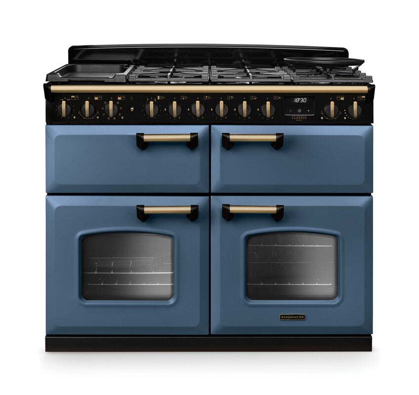 Rangemaster Classic Deluxe Stone Blue Antique Brass
