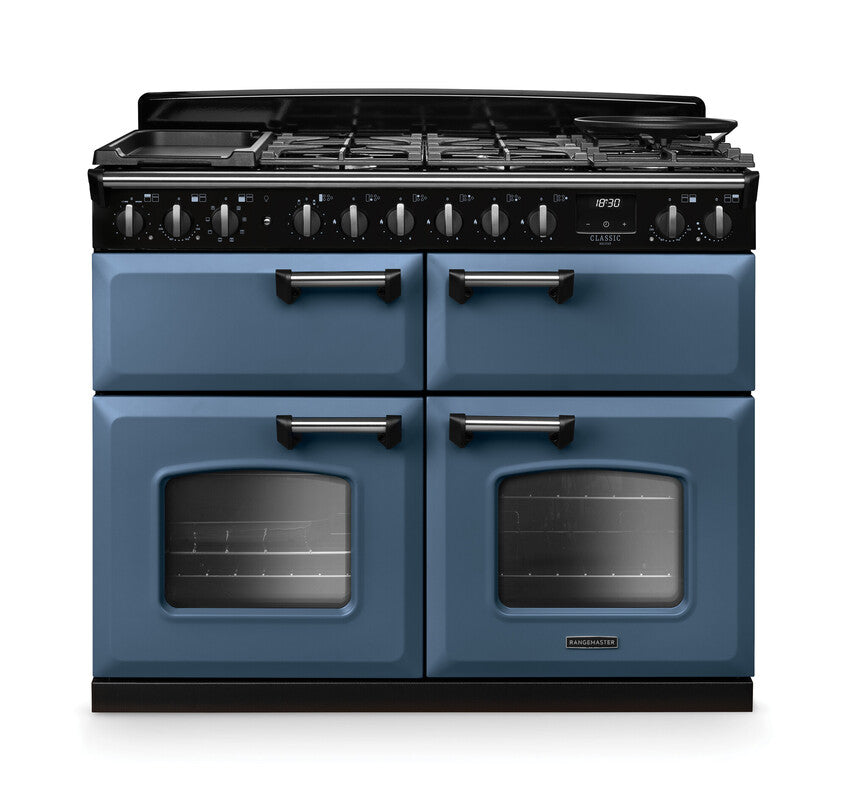 Rangemaster Classic Deluxe Stone Blue Chrome