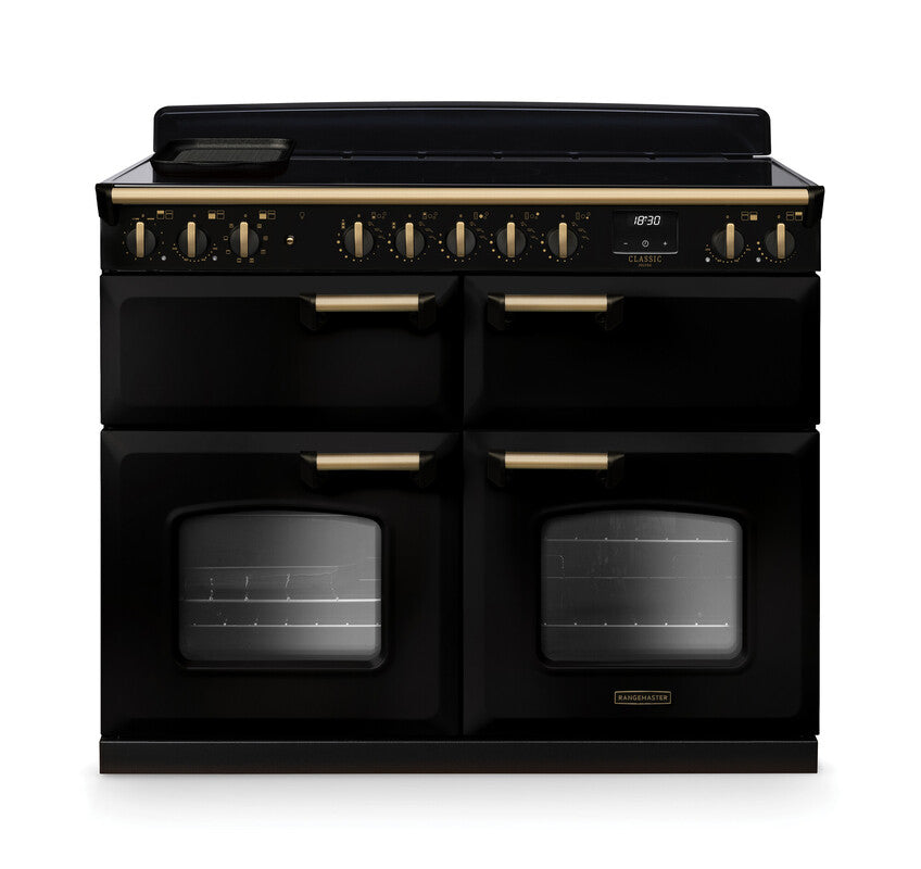 Rangemaster Classic Deluxe Gloss Black Antique Brass