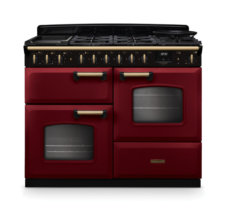 Rangemaster Classic Deluxe Bordeaux Antique Brass