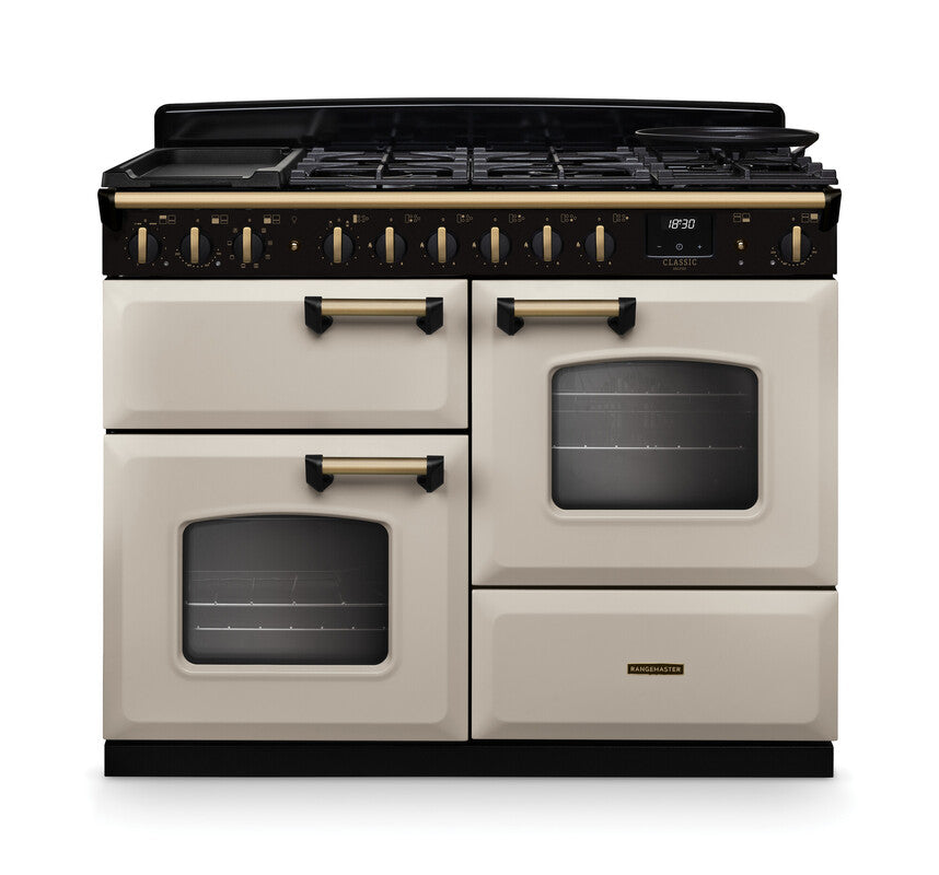 Rangemaster Classic Deluxe Pale Cream Antique Brass