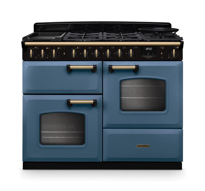 Rangemaster Classic Deluxe Stone Blue Antique Brass