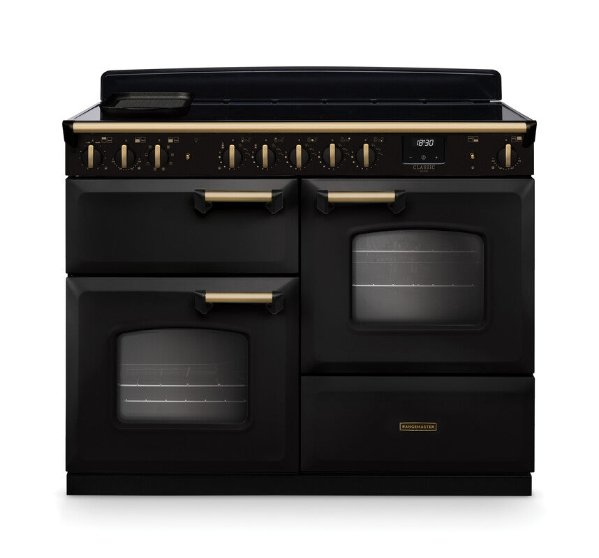 Rangemaster Classic Deluxe Charcoal Black Antique Brass