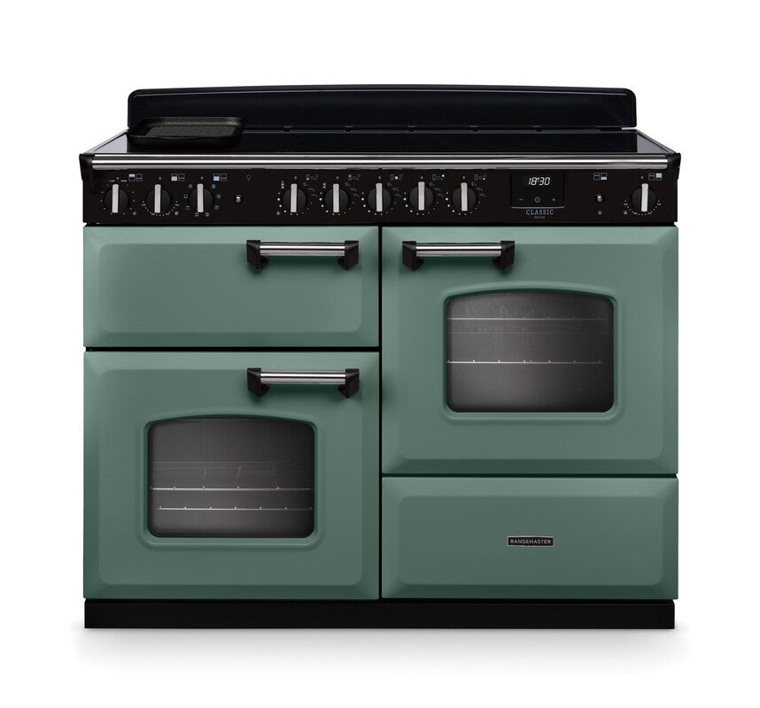 Rangemaster Classic Deluxe Mineral Green Chrome